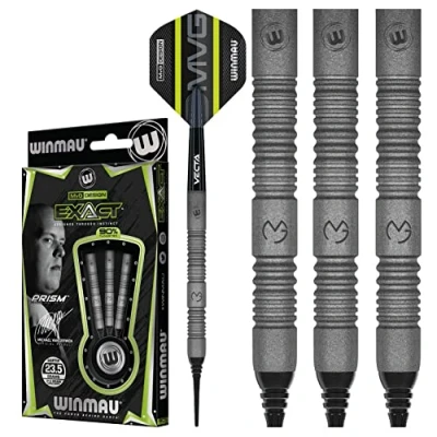 Image of WINMAU Michael Van Gerwen MvG ExAct 21.5 gram Softip Tungsten Darts Set with Flights and Stems (Shafts)
