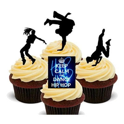 Image of Made4You Keep Calm and Dance Hip Hop Edible Cupcake Toppers Stand up Wafer Cake Decorations (Pack of 12)