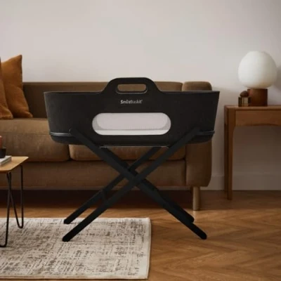 Image of SnuzBaskit Graphite Moses Basket &amp; Stand