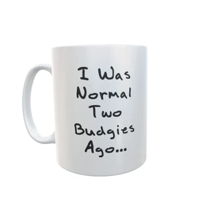 Image of Budgies Mug Gift I was Normal Two Ago Nice Cute Novelty Funny Pet Owner Present