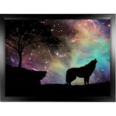 Image of WOLF Lap Trays with Bean Bag Cushion: Starry Night Sky Cushioned Laptop Desk Tray, Padded Food Serving Tray for Eating Breakfast or TV Dinner (Frame Choices x 4)