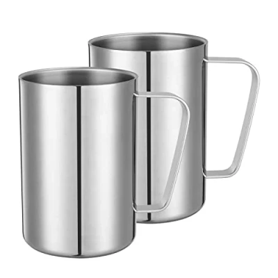 Image of luvtree 2 Pack 500ml Stainless Steel Double Wall Insulated Mug with Handle Suitable for Hot and Cold Beverages Such as Milk/Coffee/Juice/Tea,Dishwasher Safe