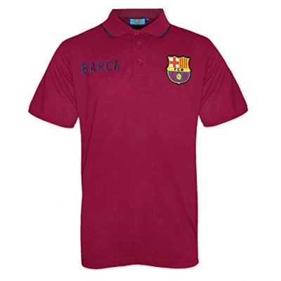 Image of FC Barcelona Official Football Gift Mens Crest Polo Shirt Red Small