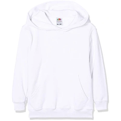 Image of FRUIT OF THE LOOM Unisex Baby Pull over Classic Hooded Sweat, White (White 30), 14 15 Years UK