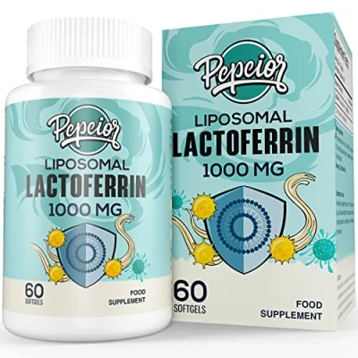 Image of Pepeior Liposomal Lactoferrin 1000 mg Maximized A Component in Colostrum for Iron Absorption &amp; Immune Function Supplements Adults, 60 Softgels (1 Bottle)