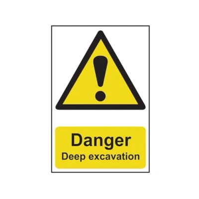 Image of Scan SCA4103 Self adhesive PVC sign Danger Deep excavation 400 x 600mm
