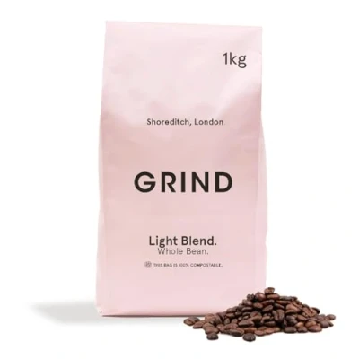 Image of Grind Light Blend Coffee Beans 1kg Bag of Whole Roast Suitable for All Machines 100% Arabica