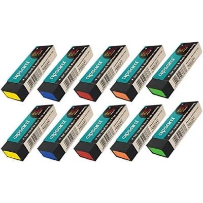 Image of Comfy Erasers, Black, Pack of 10, Large, Soft Rubber Pencil Erasers Multipack, Perfect for School Office Home Everyday Use, iZOFAX Black Ball Pen