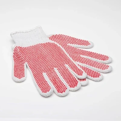 Image of Mikki Dog, Puppy, Cat Grooming Cotton Glove Brush Gentle Gives a Shiny Glossy Coat, red/white