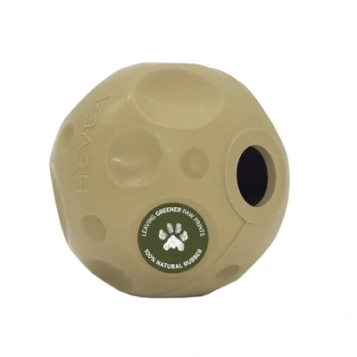 Image of Hevea Moon Ball 2 in 1 Dog Activation &amp; Fetch Toy Natural Rubber Treat Active Rolling for Sore Gum Relief (Hunter Green)