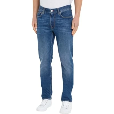Image of Tommy Hilfiger Straight Denton leg jeans, Men&#039;s, Size: 28x32, Mandall indigo