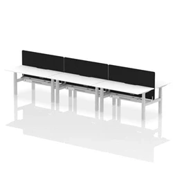 Image of Air B2B 1600x800 Adjustable 6P Bench Desk Scallop White/Silver +Screen