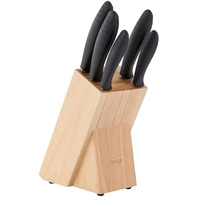 Image of Judge Essential 5 Piece Knife Block Set Dishwasher Safe, Ergonomic Handles, Stainless Steel Blades, Easy to Sharpen