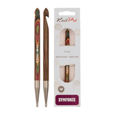 Image of KnitPro Tunisian Crochet Hook, Wood, Multicoloured, 9mm