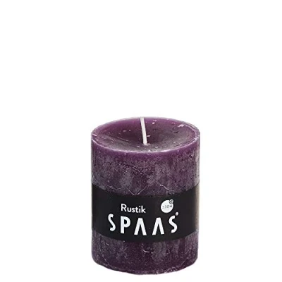 Image of Spaas 8 Rustic Unscented Pillar Candles 68/80 mm, ± 30 Hours , Aubergine