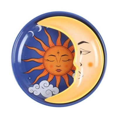 Image of Something Different Wholesale Radiant Sun and Crescent Moon Celestial Trinket Dish Cosmic Stackable Set for Jewelry Dreams Home Decor Holder