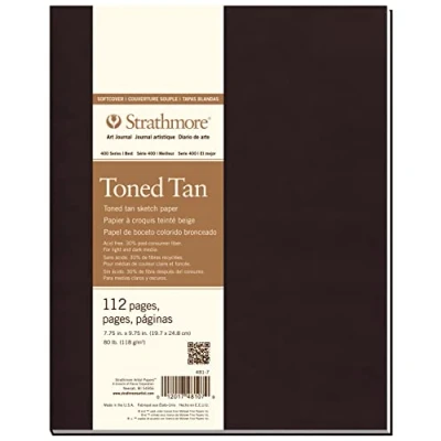 Image of Strathmore 400 Toned 118gsm Paper Soft Cover Sketchbook, Fine Grain, 7.75 x 9.75 in, 56 Sheets, Ideal for Professionals &amp; Students