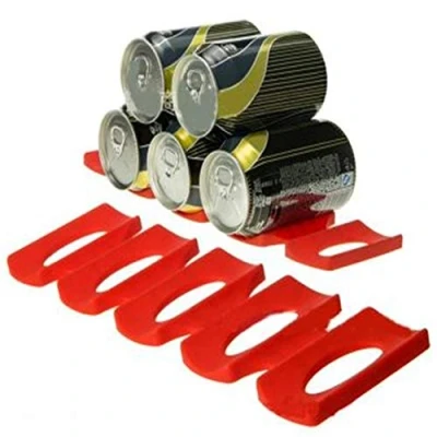 Image of Fliyeong Refrigerator Bottle Storage Drink Bottles Beer Cans Overlap Holder Organizer Rack Silicone Mat Bar Tools Red Creative and Useful
