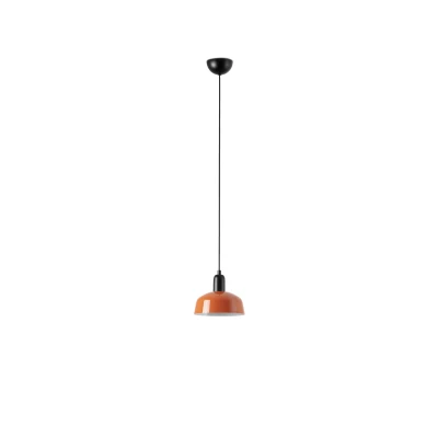 Image of Tatawin Small Dome Pendant Ceiling Light Black, Gloss Reddish Orange 1x E27