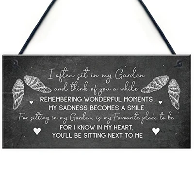 Image of RED OCEAN Garden Plaque Hanging Shed Sign Mum Nan Grandad Memorial Keepsake