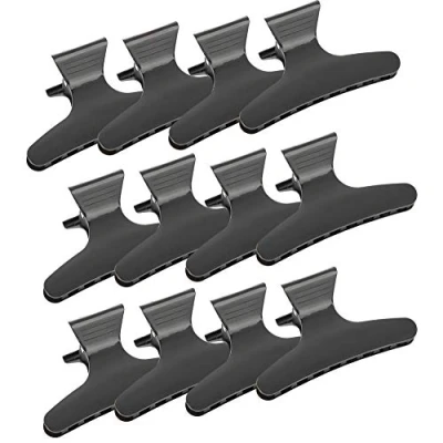 Image of 12 Pieces Butterfly Hair Clips Professional Salon Claw Hairdresser Black Clamps for Styling Sectioning Cutting Coloring