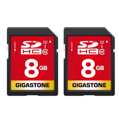 Image of Gigastone 8 GB SDHC Memory Card, Pack of 2 Cards, High Speed for Storing Photos, Videos, Music, Voice Files, Camcorder, Camera, Recorder, PC, Mac, Class 10