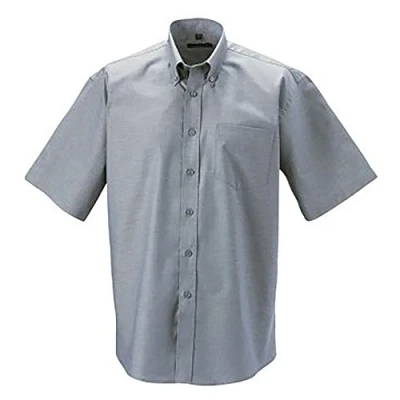 Image of Russell Athletic Collection Mens Short Sleeve Easy Care Oxford Shirt (Silver Grey) Size 16 inch