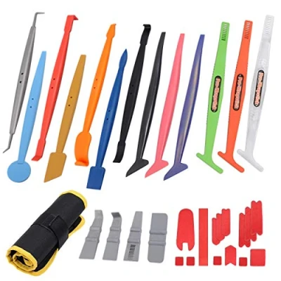 Image of Ehdis Vehicle Body Film Window Wrap Tool Kit, Vinyl Sticks with Magnets for Curve or Gap Reaching, Added Mini Squeegees, Microfiber Felts, Storage Bag