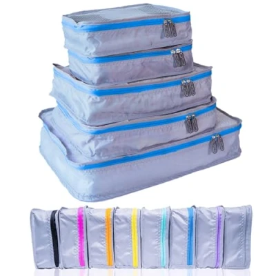 Image of MUMI Packing Cubes, 5 Cubes for Suitcases, Travel Bags Organizer Luggage, Essentials (Blue)