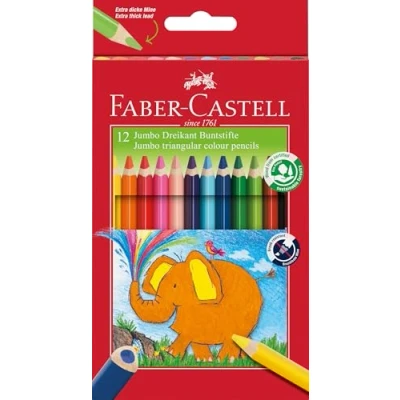 Image of Faber Castell 116501 Triangular Jumbo Coloured Pencil (Pack of 12)