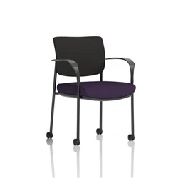 Image of Brunswick Deluxe Black Fabric Back Frame Seat Purple + Arms/Castors