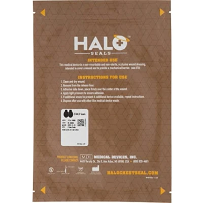 Image of Progressive Medical Halo Chest Seal High Performance Occlusive Dressing for Trauma Wounds, 2 Count