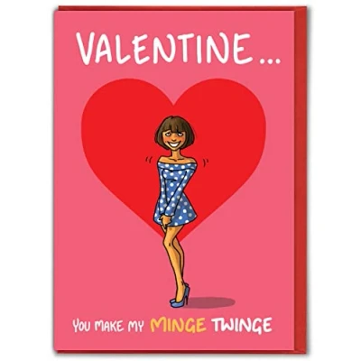 Image of Brainbox Candy Hilariously Funny Valentines Cards &#039;Minge Twinge&#039; Cheeky Card For Her Him Partner Friend