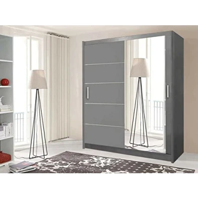 Image of IE INTERIOR EMPORIUM Modish Lyon 2 and 3 sliding door wardrobe (203cm, Grey)