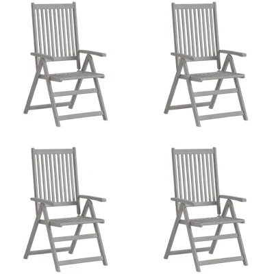 Image of vidaXL Garden Reclining Chairs 4 pcs Grey Solid Acacia Wood