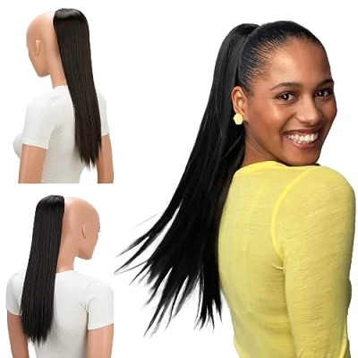 Image of CAISHA 22&quot; Hairpiece Ponytail Extension Heat Resistant Synthetic Fiber Straigth Dark Brown PH502