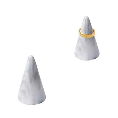 Image of oskas Modern Marble Ring Holder Tower Ceramic Cone Shape Decorative Display Satnd for Jewelry Ring/Wedding