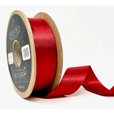 Image of Berisfords 25mm 15 Red NewLife Satin Ribbon 100% Recycled 20m reel