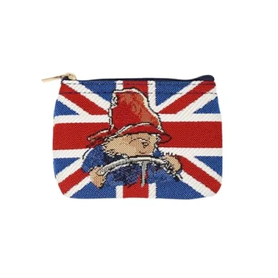 Image of Signare Tapestry Zip Coin Purse for Women, Paddington Bear Union Jack Design, Small &amp; Lightweight Change Pouch, Easy to Carry, Red Blue