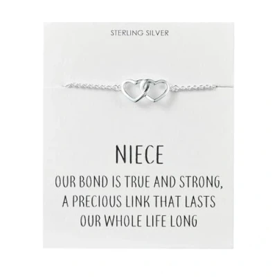 Image of Philip Jones Sterling Silver Niece Quote Heart Link Bracelet