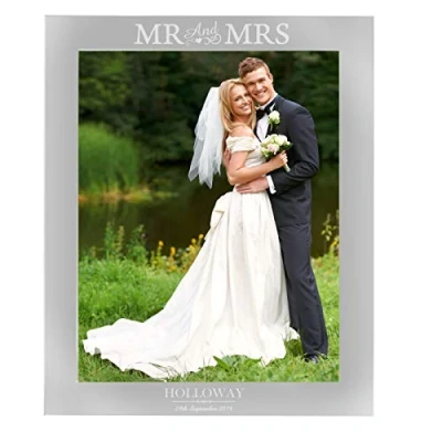 Image of Personalised Mr and Mrs Photo Frame. Wedding Picture Frame 10x8