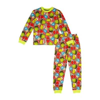 Image of Marvel Comics Boys Pyjamas Long PJ Set Incredible Hulk, Spider Man, Captain America, Iron Man Pjs 5 6 Years Green