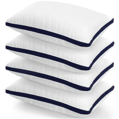Image of Utopia Bedding Pillows Pack Size, Hotel Quality Pillows, Brushed Fabric, Bed Pillow for Back, Stomach or Side Sleepers (4, Navy, Standard)