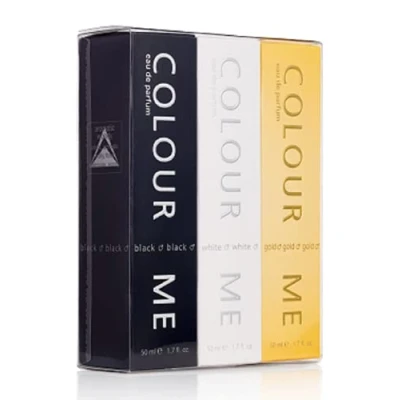 Image of COLOUR Me Black/White/Gold Homme Triple Pack, Fragrance for Men, 3 x50ml, Eau de Parfum, by Milton Lloyd