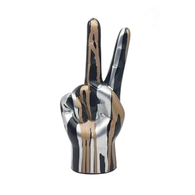 Image of Lesser &amp; Pavey Peace Gold, Black Silver Small Figurine For Home Office Decor Ornaments Gift Women Men Beautiful Indoor Outdoor Living Room