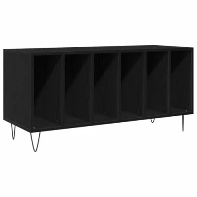 Image of vidaXL Black Oak Engineered Wood Media Storage Cabinet Sleek Design, Versatile Use for Living Room or Home Office