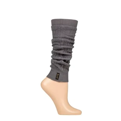 Image of Women&#039;s 1 Pair Elle Fine Cable Knit Leg Warmers Charcoal One Size