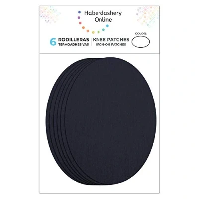 Image of Haberdashery Online 6 Black Thermoadhesive Children&#039;s Knee Pads, Elbow Pads for Clothes Protection &amp; Repair, Ideal Pants, Jackets, Sweaters, Shirts, 10.5 x 8 cm, Ref. 1, Color: