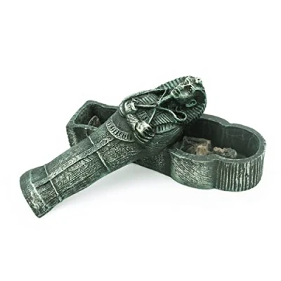 Image of Kocris Casa Pyramid Pharaoh Aquarium Fish Tank Decorations Statues Figurine Sculpture Ancient Egypt Reptile Turtle Lizard Spider Tanks Terrarium Egyptian Décor Ornament Pet (Mummy Coffin Green)