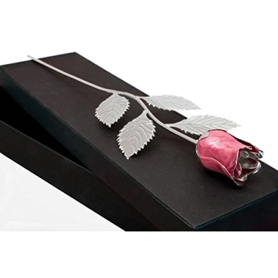 Image of County Engraving Personalised Silver Plated Rose, Engraved Valentines Day, (Pink)